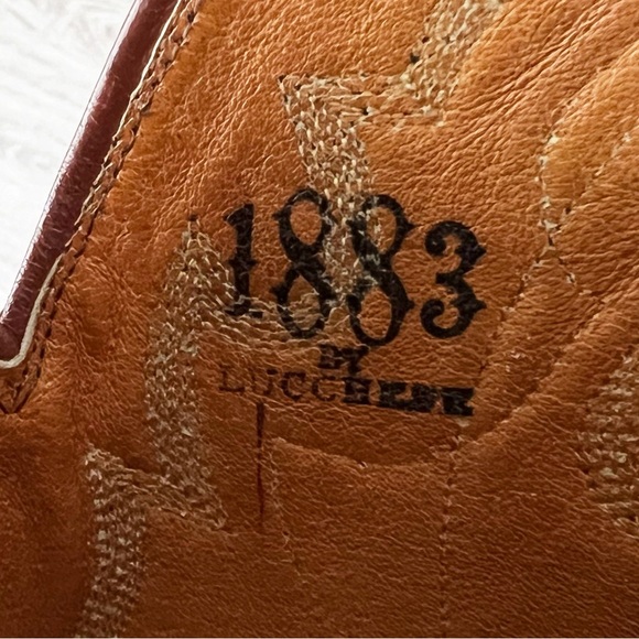 Lucchese 1883 Western Cowboy Boots Mens Brown Ostrich Leg Leather Size 9 Wide main image 6